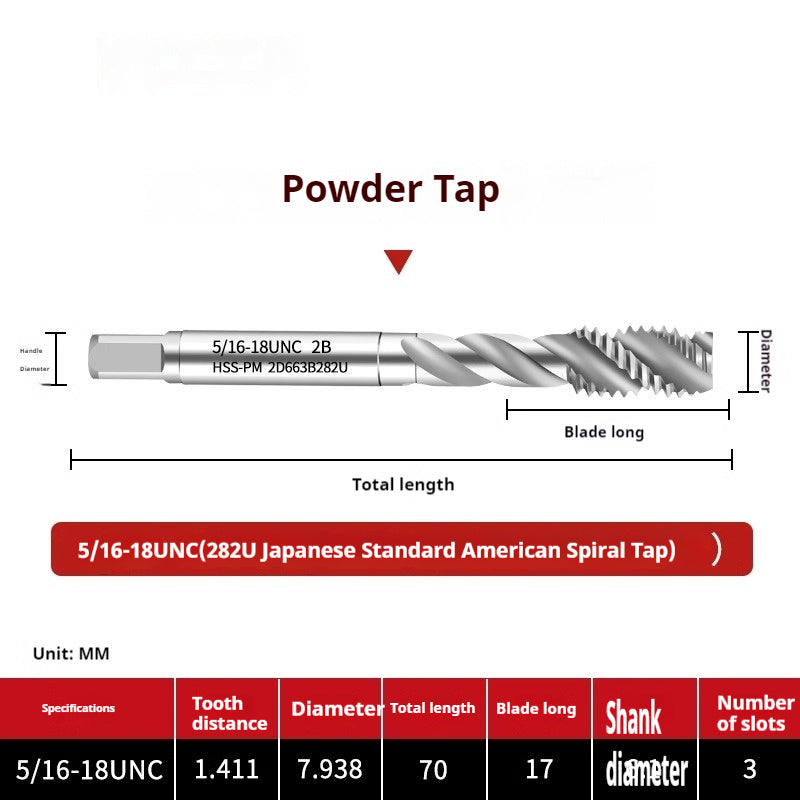2125-281U American powder screw tip machine with tap spiral tapping series Japanese standard powder high-speed steel tap Shandong Denso Pricision Tools Co.,Ltd.
